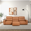 Harlow Genuine Leather Triple Power Convertible Sofa / Sofa Bed in Cognac Tan