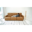 Harlow Genuine Leather Triple Power Convertible Sofa / Sofa Bed in Cognac Tan