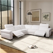 Belmar White Boucle Fabric Power Reclining Symmetrical Sectional Sofa