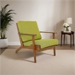 Lonnie Mid Century Pistachio Green Fabric Linen Upholstered Accent Armchair