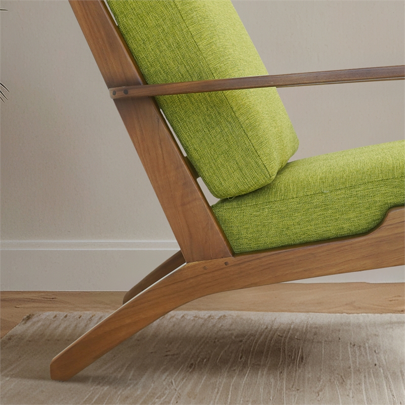 Lonnie Mid Century Pistachio Green Fabric Linen Upholstered Accent Armchair