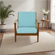 Lonnie Mid Century Modern Sky Blue Fabric Linen Upholstered Accent Armchair