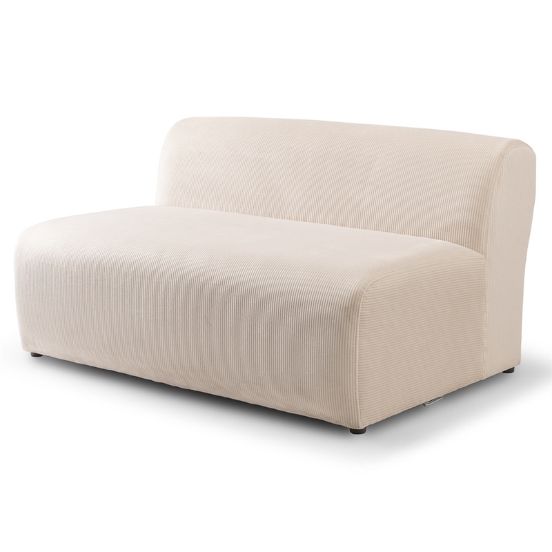 Chapman Corduroy Fabric Living Room U-Shaped Corner Sectional Sofa in Cream