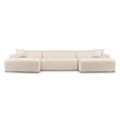 Chapman Corduroy Fabric Living Room U-Shaped Corner Sectional Sofa in Cream