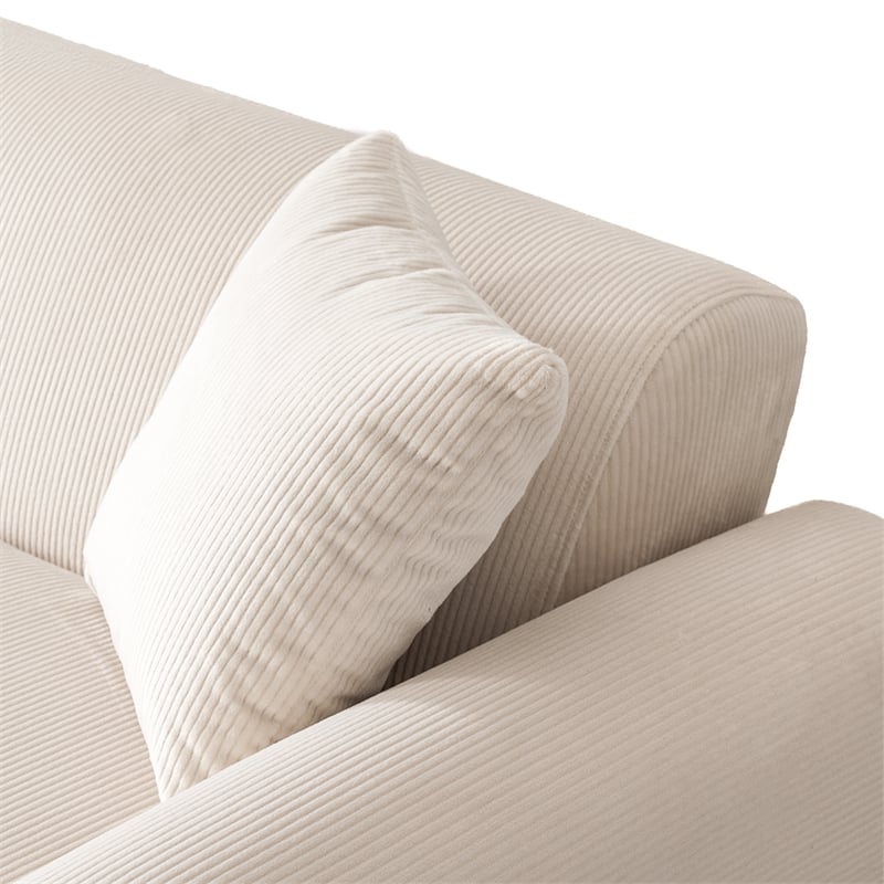 Chapman Corduroy Fabric Living Room U-Shaped Corner Sectional Sofa in Cream