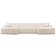 Chapman Corduroy Fabric Living Room U-Shaped Corner Sectional Sofa in Cream