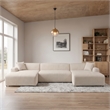 Chapman Corduroy Fabric Living Room U-Shaped Corner Sectional Sofa in Cream