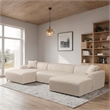 Chapman Corduroy Fabric Living Room U-Shaped Corner Sectional Sofa in Cream