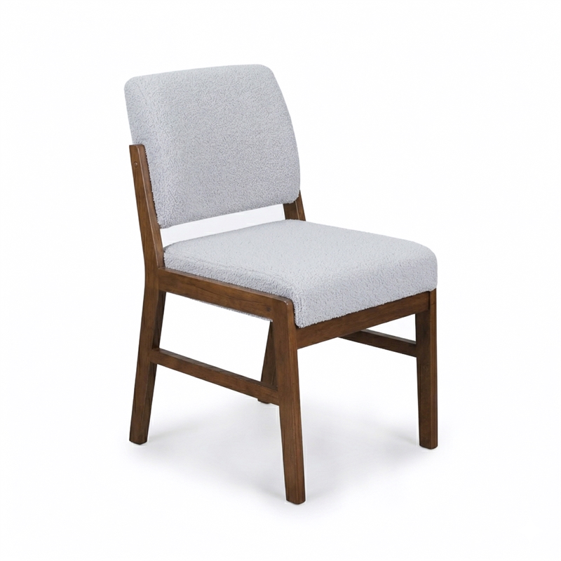 Leonard Boucle Fabric Dining Room & Kitchen Chair in Light Gray (Set of 2)