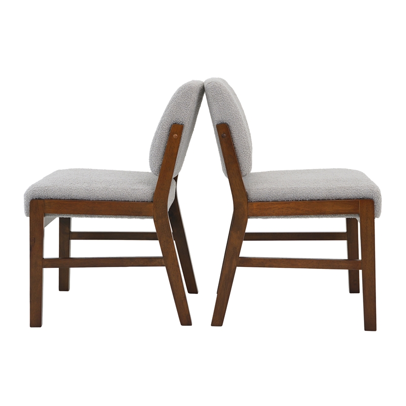 Leonard Boucle Fabric Dining Room & Kitchen Chair in Light Gray (Set of 2)