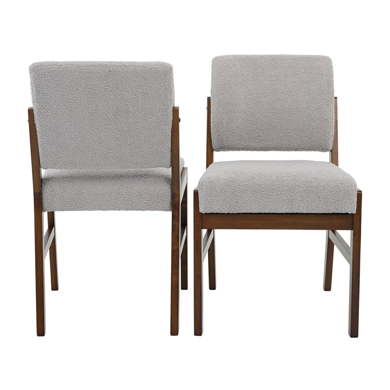 Leonard Boucle Fabric Dining Room & Kitchen Chair in Light Gray (Set of 2)