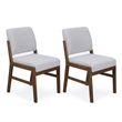 Leonard Boucle Fabric Dining Room & Kitchen Chair in Light Gray (Set of 2)