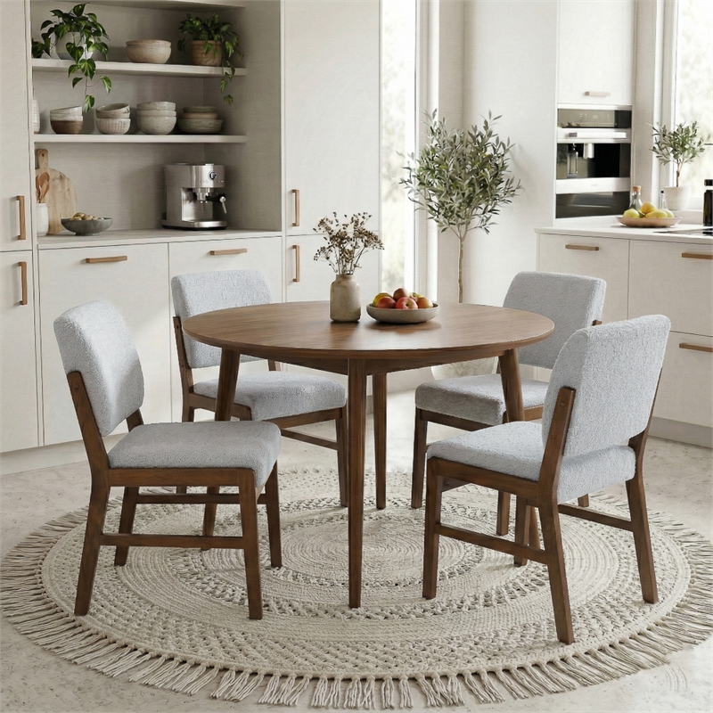Leonard Boucle Fabric Dining Room & Kitchen Chair in Light Gray (Set of 2)