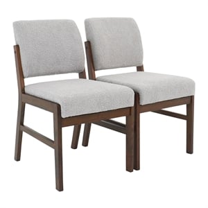 Leonard Boucle Fabric Dining Room & Kitchen Chair in Light Gray (Set of 2)