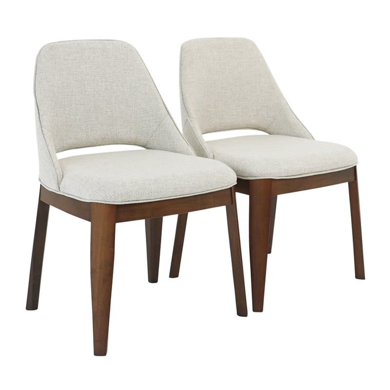 Landon Transitional Style Linen Fabric Dining Room&Kitchen Chair in Cream (Pair)