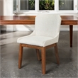 Mariela Mid Century Linen Fabric Dining Room & Kitchen Chair in Cream (Set of 2)