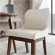 Mariela Mid Century Linen Fabric Dining Room & Kitchen Chair in Cream (Set of 2)