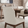 Mariela Mid Century Linen Fabric Dining Room & Kitchen Chair in Cream (Set of 2)
