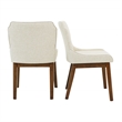 Mariela Mid Century Linen Fabric Dining Room & Kitchen Chair in Cream (Set of 2)