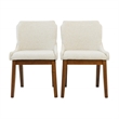 Mariela Mid Century Linen Fabric Dining Room & Kitchen Chair in Cream (Set of 2)