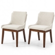 Mariela Mid Century Linen Fabric Dining Room & Kitchen Chair in Cream (Set of 2)