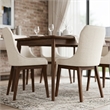 Mariela Mid Century Linen Fabric Dining Room & Kitchen Chair in Cream (Set of 2)