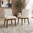 Mariela Mid Century Linen Fabric Dining Room & Kitchen Chair in Cream (Set of 2)
