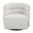 Astra Mid-Century Modern Velvet Upholstered Swivel Chair in Cream