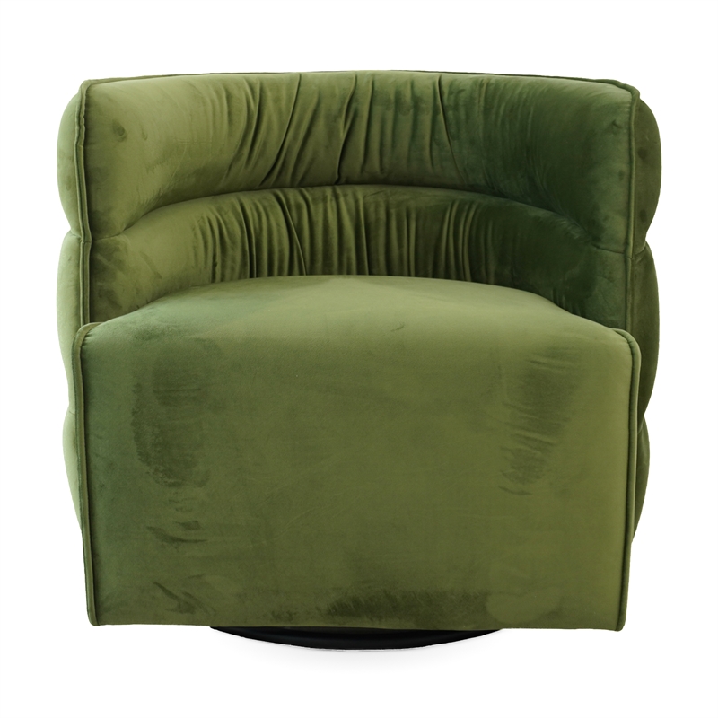 Astra Mid-Century Modern Velvet Upholstered Swivel Chair in Green