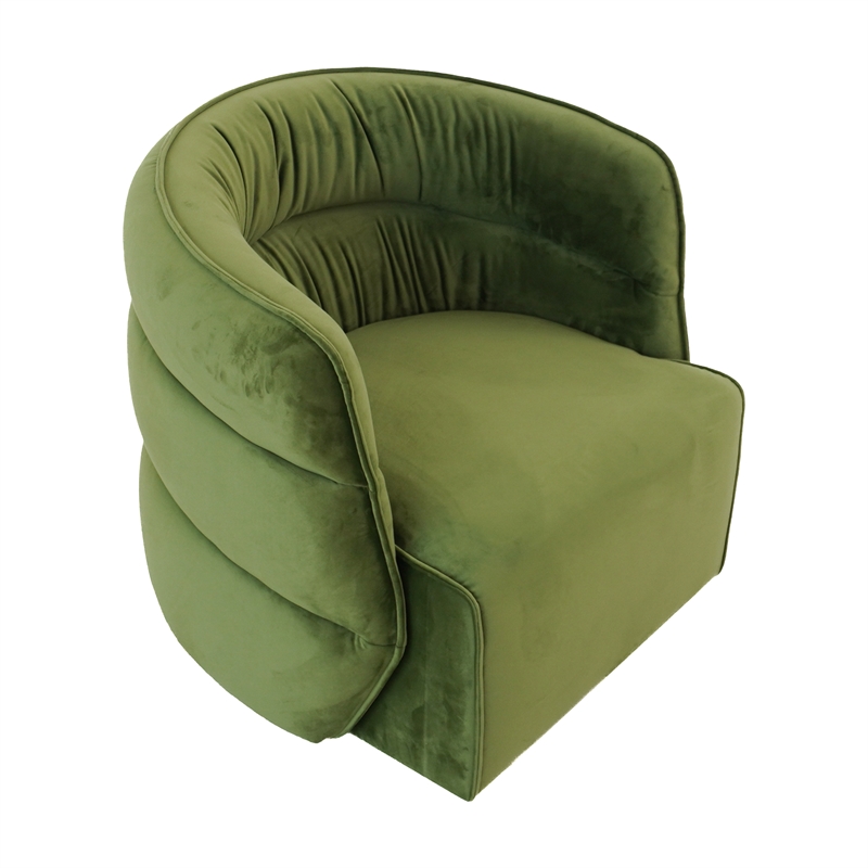Astra Mid-Century Modern Velvet Upholstered Swivel Chair in Green