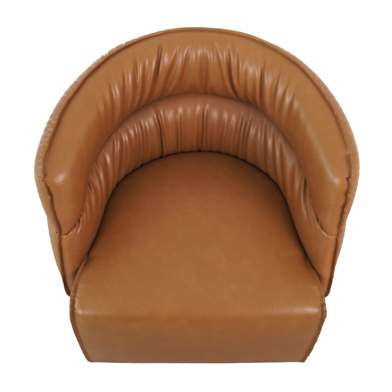 Astra Mid-Century Modern Leather Upholstered Swivel Chair in Tan