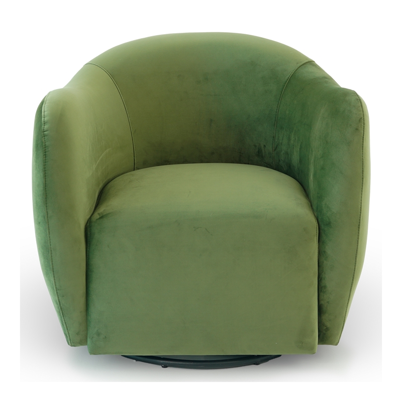 Cassilda Mid-Century Modern Velvet Upholstered Swivel Chair in Green
