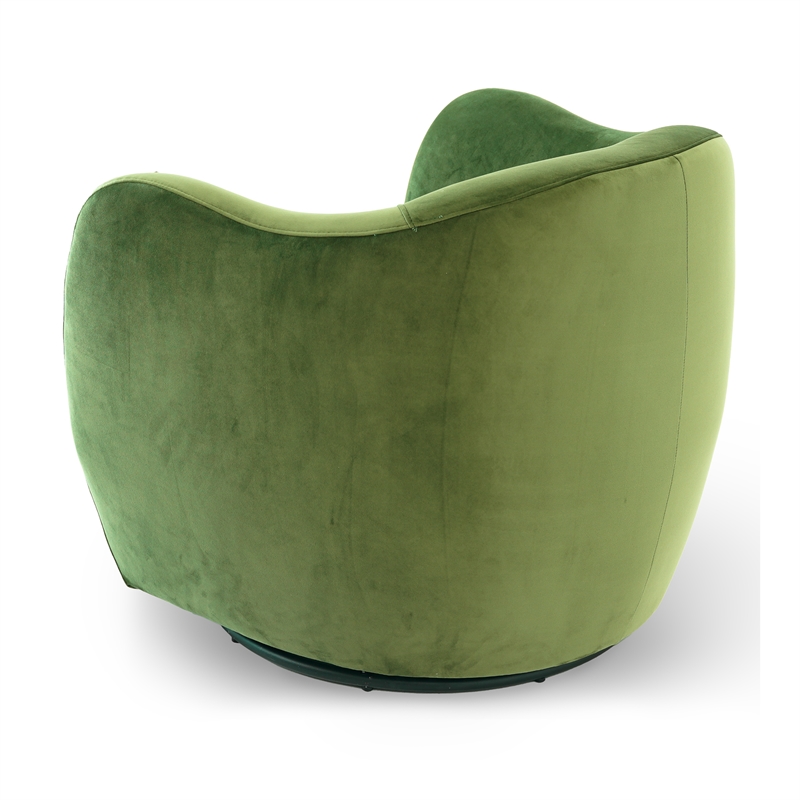 Cassilda Mid-Century Modern Velvet Upholstered Swivel Chair in Green