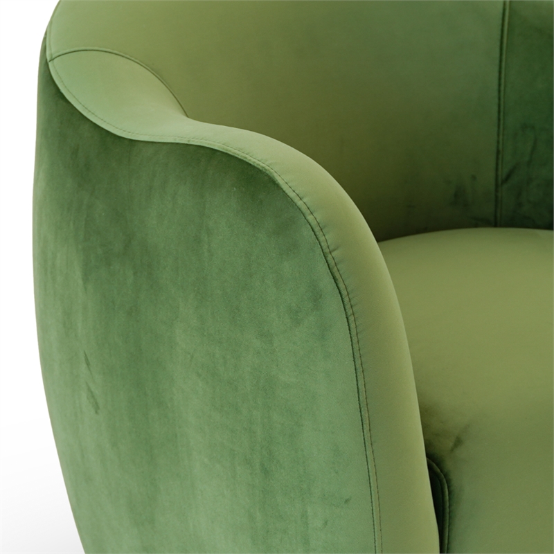 Cassilda Mid-Century Modern Velvet Upholstered Swivel Chair in Green
