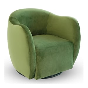 Cassilda Mid-Century Modern Velvet Upholstered Swivel Chair in Green