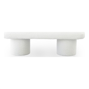 Eito 56&quot Japandi Style Luxury Modern Boucle Fabric Bench in Ivory