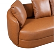Perten Japandi Style Mid-Century Modern Living Room Leather Sofa in Cognac Tan