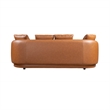Perten Japandi Style Mid-Century Modern Living Room Leather Sofa in Cognac Tan