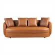 Perten Japandi Style Mid-Century Modern Living Room Leather Sofa in Cognac Tan