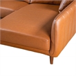 Keshia Living Room Right Facing Leather Corner Sectional Sofa in Cognac Tan