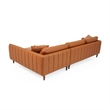 Keshia Living Room Right Facing Leather Corner Sectional Sofa in Cognac Tan