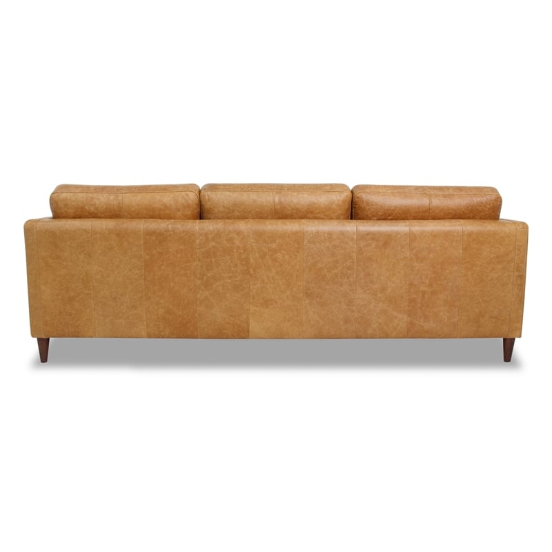 Ludwig Mid Century Genuine Leather Left-Facing Power Inclining Sofa in Tan
