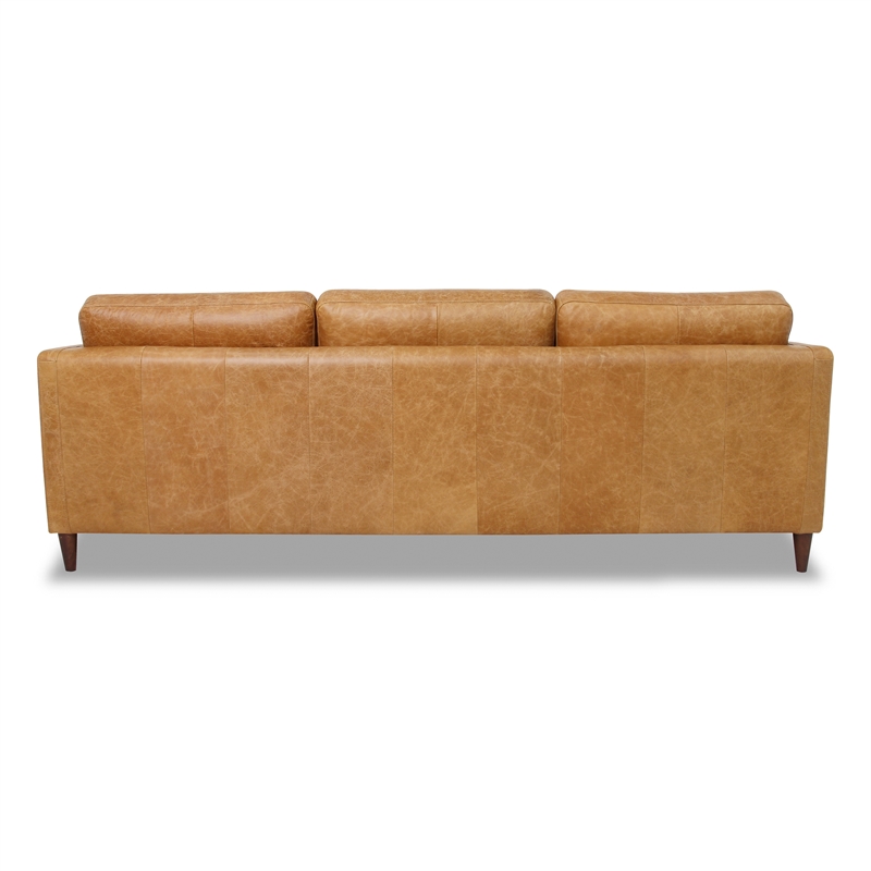 Ludwig Mid Century Genuine Leather Right-Facing Power Inclining Sofa in Tan