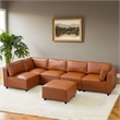 Randy Mid Century Modern Modular Cognac Tan Leather Comfy Sectional Sofa