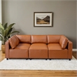 Randy Mid Century Modern Modular Cognac Tan Leather Comfy Sectional Sofa