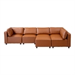 Randy Mid Century Modern Modular Cognac Tan Leather Comfy Sectional Sofa