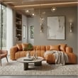 Adelyn Modern Living Room Faux Leather Corner Sectional Sofa in Cognac Tan