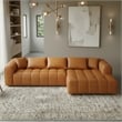 Adelyn Modern Living Room Faux Leather Corner Sectional Sofa in Cognac Tan