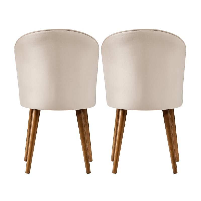 Edison Mid-Century Modern Velvet Dining Chair in Cream (Set of 2)