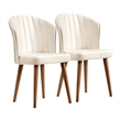 Edison Mid-Century Modern Velvet Dining Chair in Cream (Set of 2)